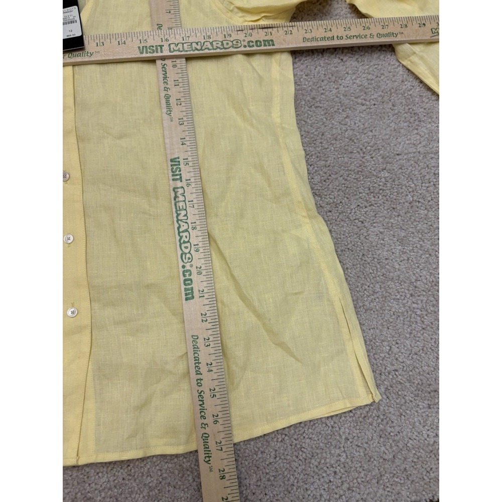 New Women's Talbots 100% Linen Relax Button Down Shirt Yellow Size 12 - Picture 5 of 6